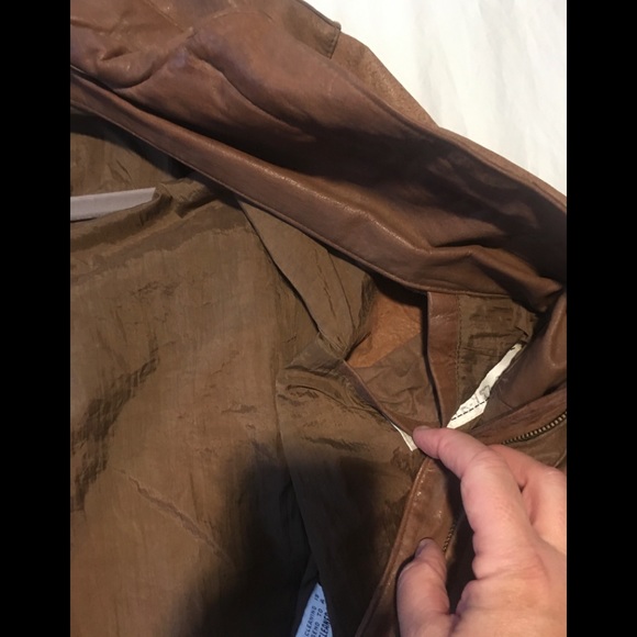 Vintage Nordstrom Brass Plum Leather Bomber Jacket - Picture 5 of 16
